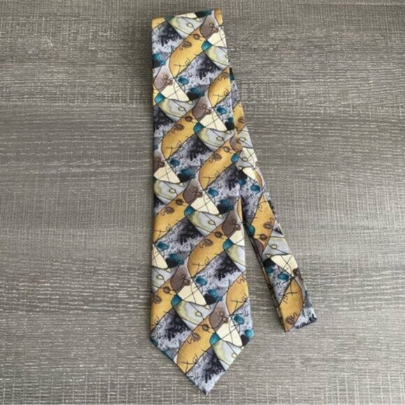 Jimmy V Stonehenge Neck Tie 100% Silk  Abstract Art Watercolor Multicolor USA - Picture 2 of 7